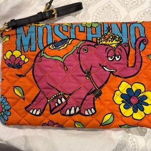 Moschino Nylon Quilted Elephant Clutch